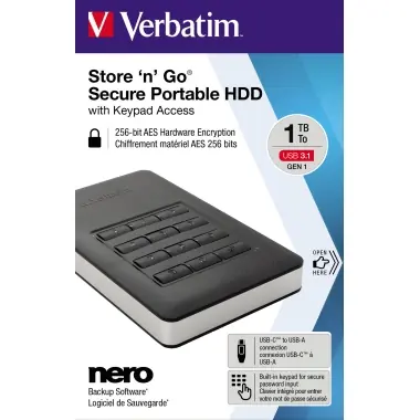 Kostenloser Rückversand Verbatim Festplatte Store ’n‘ Go 53401 2,5Zoll USB3.1 1TB